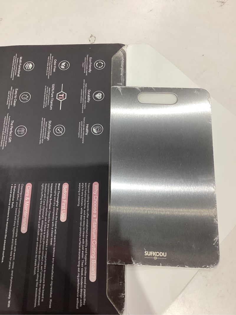 Condition photo showing New/Like New for Titanium Cutting Boards Set of 3, Titanium Cutting Boards for Kitchen, 100% Double-sided titanium cutting boards,separate raw and cooked food areas,non-toxic,dishwasher safe (S+ M + L) Sliver 16"L x 10"W(S+M+L)