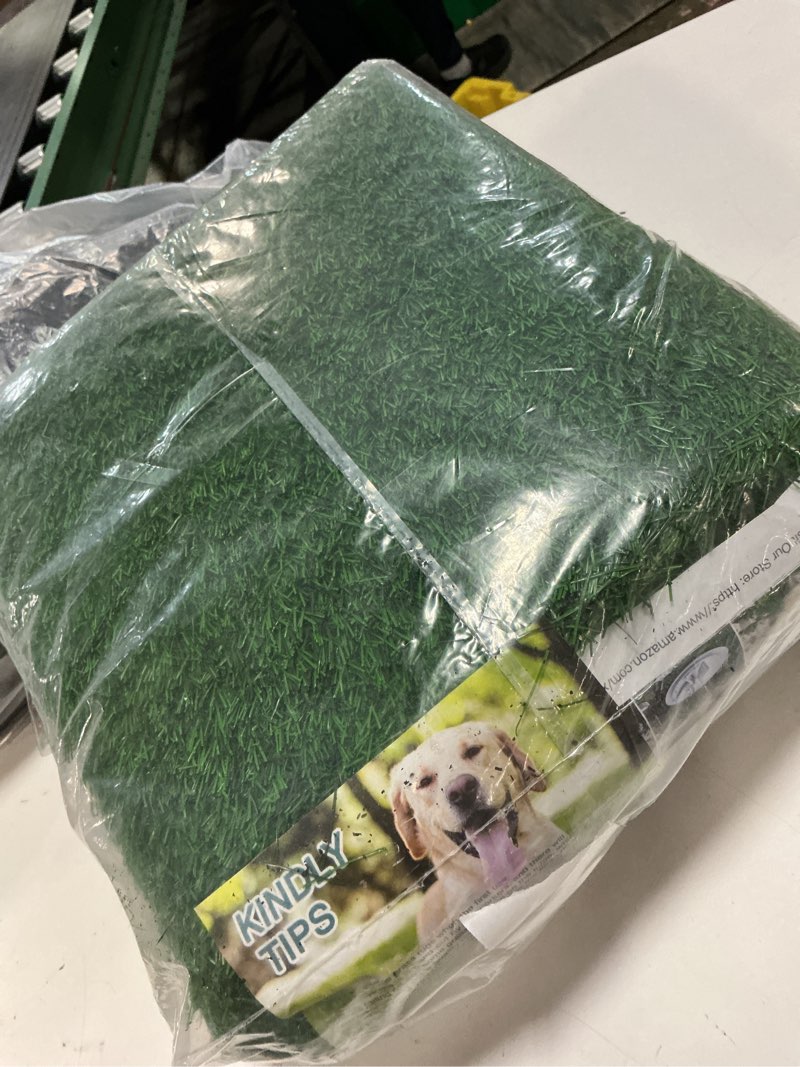 Condition photo showing Good Condition for xlx turf 12 pack artificial grass square mats, 12"x12" fake grass placemats for easter table centerpiece, realistic synthetic turf patch for football golf party decor, pet dog potty grass, diy crafts 12"x12", set of 12