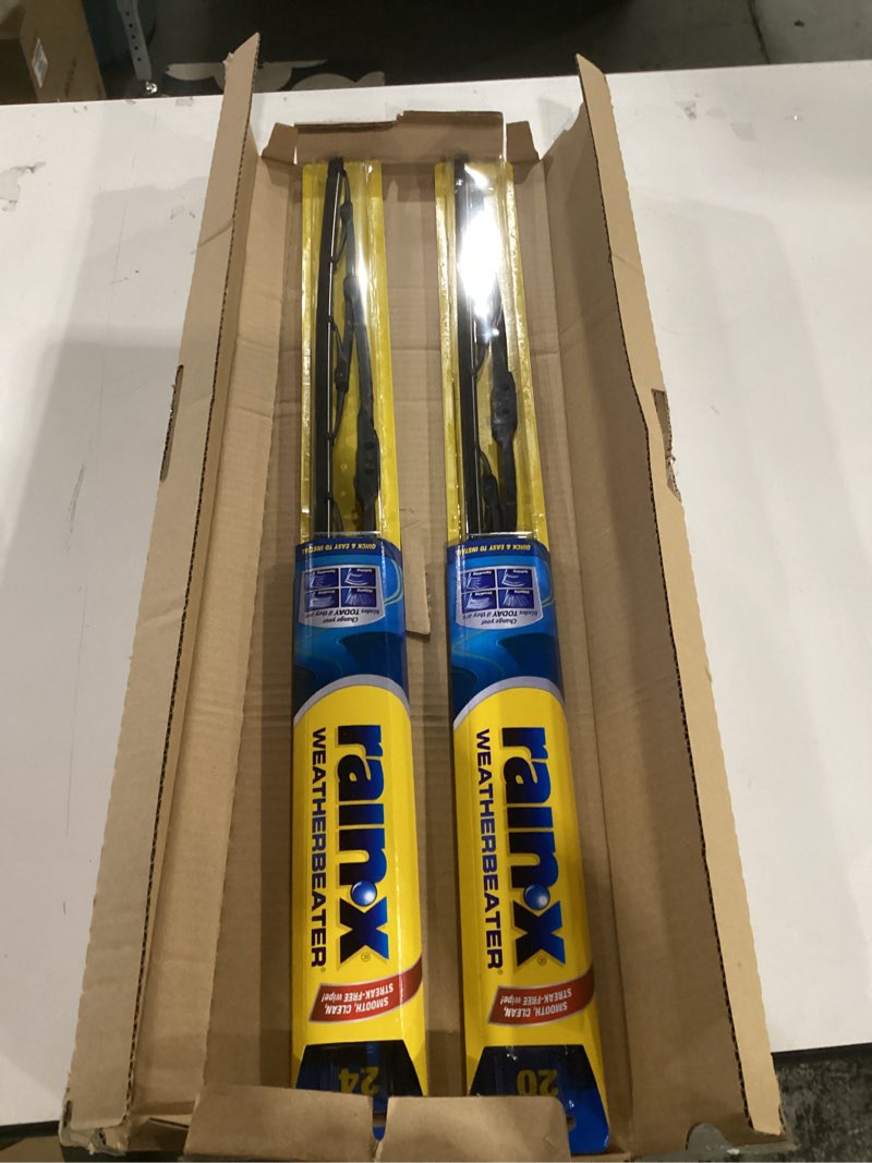 Condition photo showing New/Like New for rain-x 820146 weatherbeater wiper blades, 24" and 20" windshield wipers (pack of 2), automotive replacement windshield wiper blades that meet or exceed oem quality and durability standards 24" and 20" pack of 2