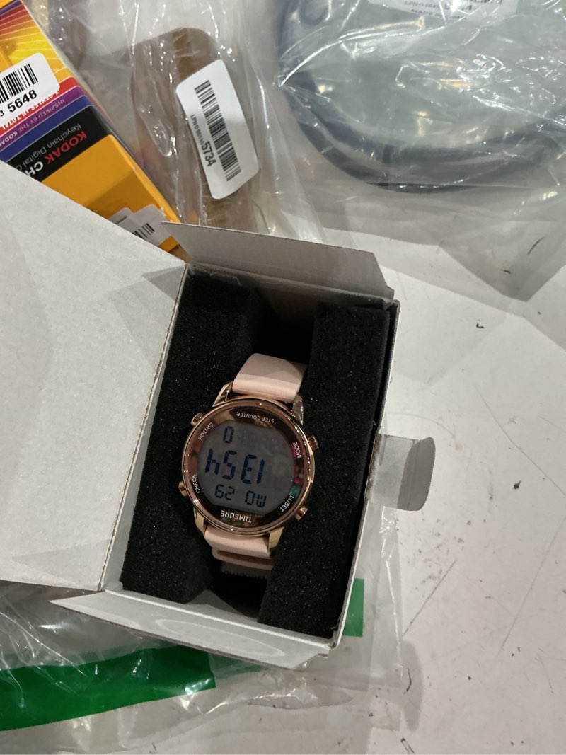 Condition photo showing Good Condition for timeure pedometer watch for women, step counter for walking no app/phone required step counter, waterproof fitness calorie tracker, distance tracking, alarm, large digital display watch, tu-2509 pink