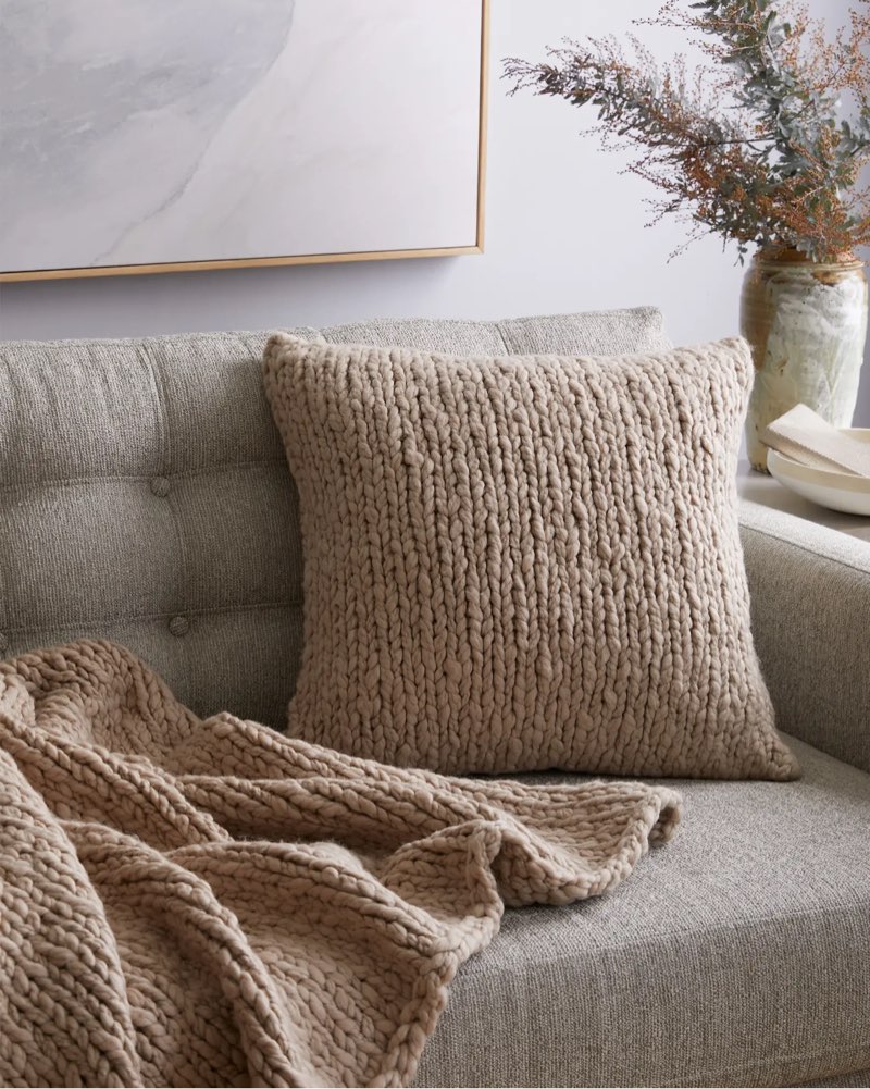 quince chunky hand knit wool pillow cover (set of 1)