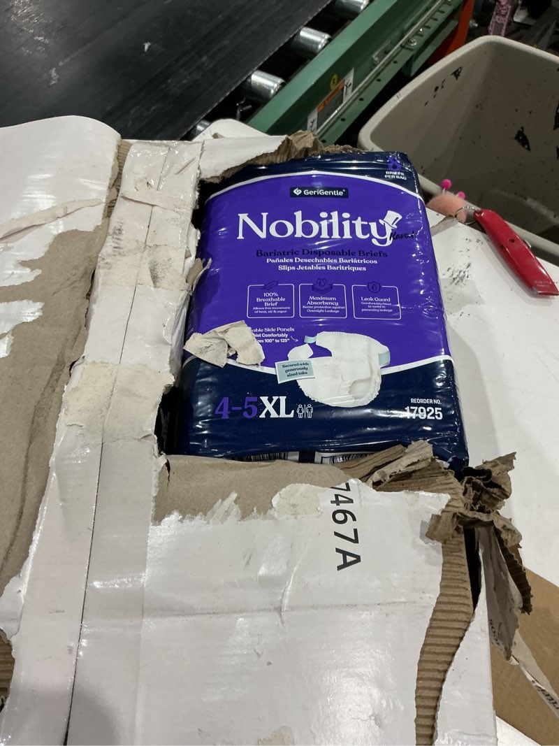 Condition photo showing New/Like New for 4-5xl adult diapers for women and men - case of 32 bariatric disposable briefs with tabs and stretchable side panels - 100% breathable with maximum absorbency, white