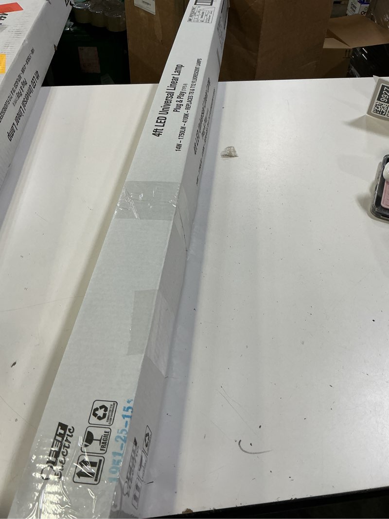 Condition photo showing Good Condition for feit electric t8 led bulbs 4 foot, 40 watt equivalent, type a tube light, plug & play, t8 or t12 led tube light, led fluorescent replacement, frosted, t48/840/ledg2/4, 4100k cool white, 4 pack 4100k (cool white) g13 base