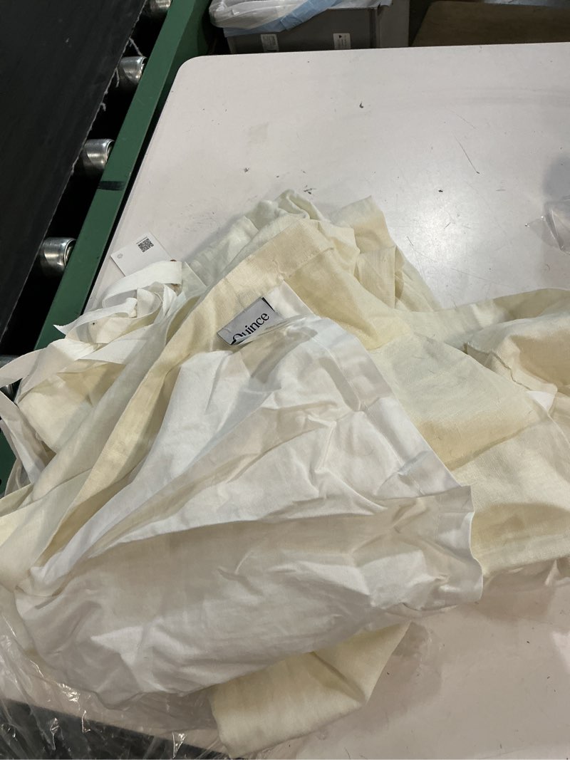 Condition photo showing As Is for quince european linen curtain - single panel color ivory 48in x 96in