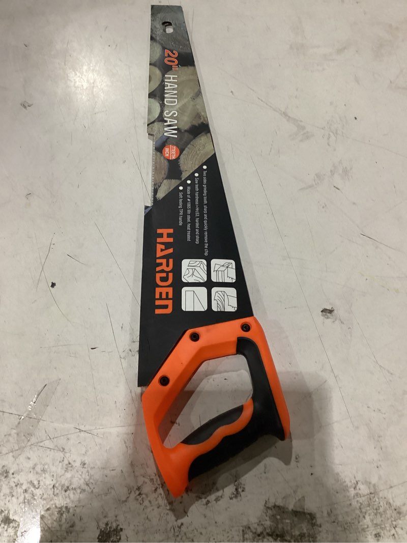 Condition photo showing New/Like New for harden 20" hand saw – heavy-duty high-carbon steel blade, ultra-sharp hardened teeth, double-sided ground for faster cutting, soft tpr handle – ideal for woodworking & carpentry 20 inches