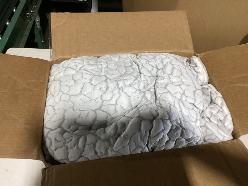 Condition photo showing As Is for Amazon Basics Soft, Comfortable Queen Size Bed Sheets, Deluxe Microfiber, 4-Piece, Bright White Striped Bright White Striped Queen