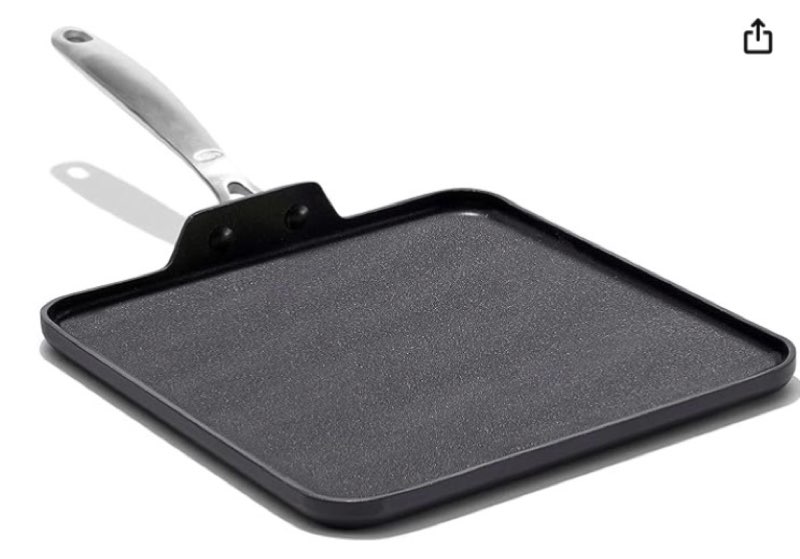 oxo enhanced 11" griddle pan, pfas-free ceramic nonstick, durable hard anodized cookware, scratch re