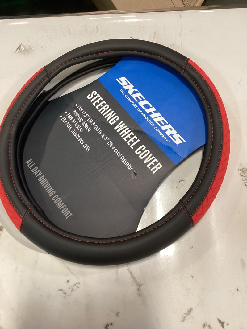 skechers steering wheel cover,max cushioning leather steering wheel cover universal fit 14" 1/2-15" 
