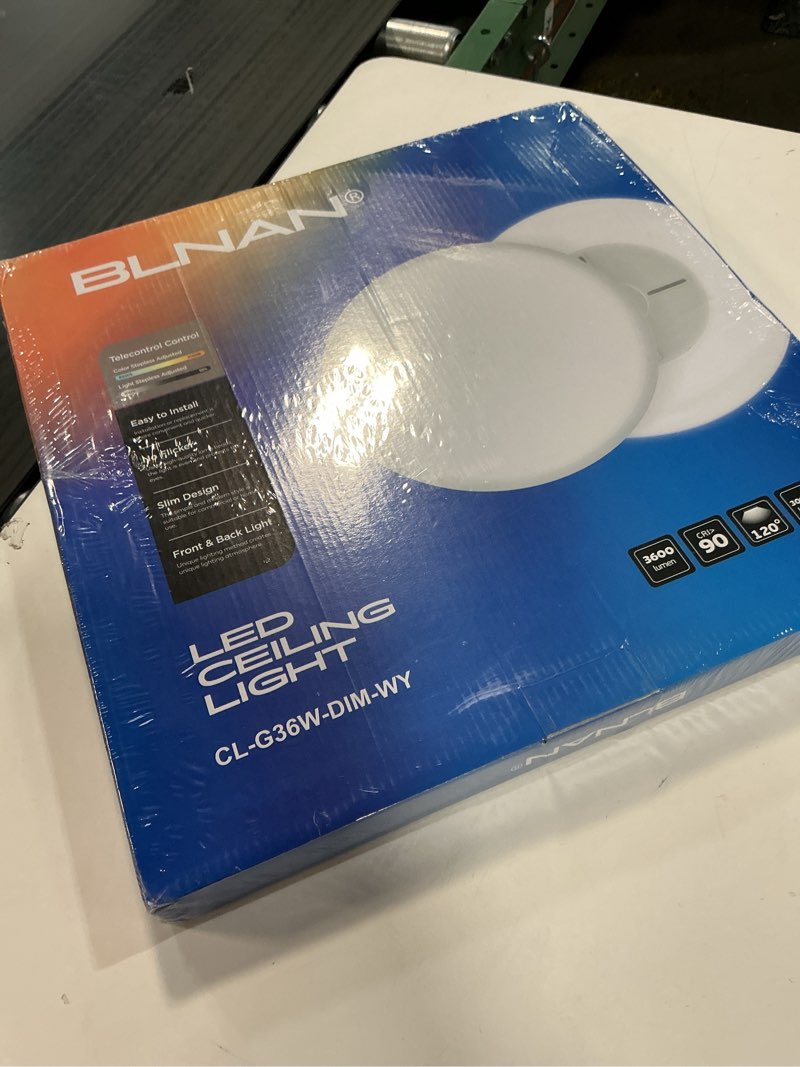 Condition photo showing New/Like New for BLNAN LED Flush Mount Ceiling Light with Remote Control, 15.4 Inch 36W 3000K-6500K Dimmable Ultra Thin Low Profile Wired Ceiling Lamp with Night Light for Living Room Bedroom Kitchen White 15.4Inch 36W Night Light