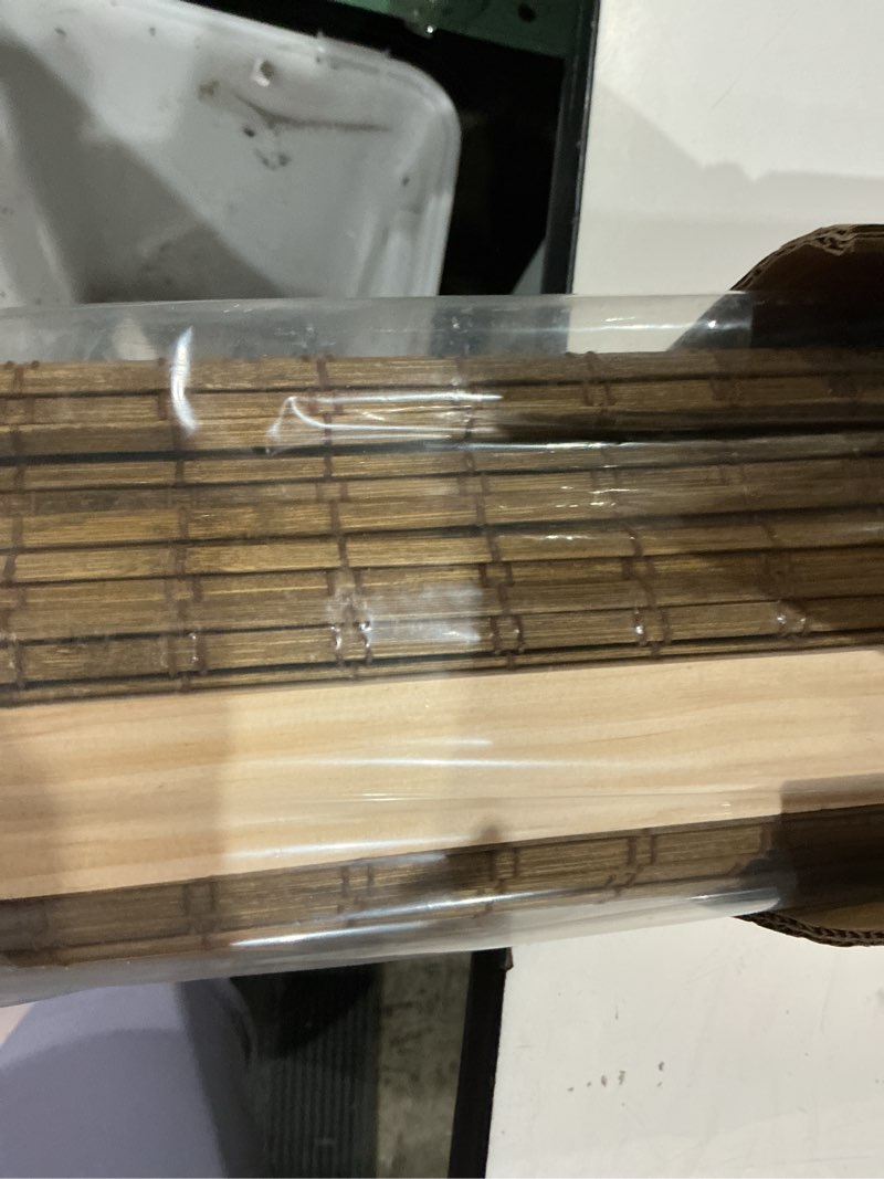 Condition photo showing Good Condition for unishades cordless bamboo roman shades for windows, blinds size (35" w ×64" h) colour (highfield teak) ?room darkening?highfield teak 35" w × 64" h
