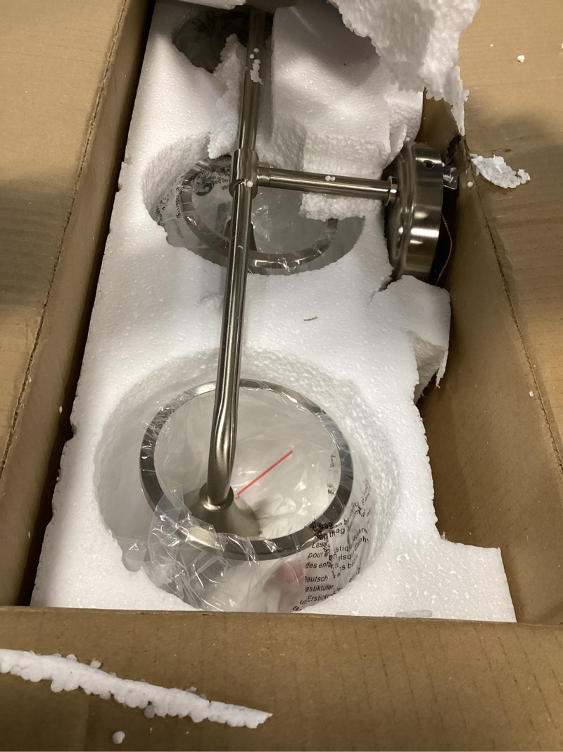 Condition photo showing Good Condition for Brushed Nickel Bathroom Vanity Light 3 Lights Bathroom Light Fixtures Over Mirror with Clear Glass Shade 22.4 inch Wall Sconces Lighting Bath(Exclude E26 Bulb) Brushed Nickel 3 Light