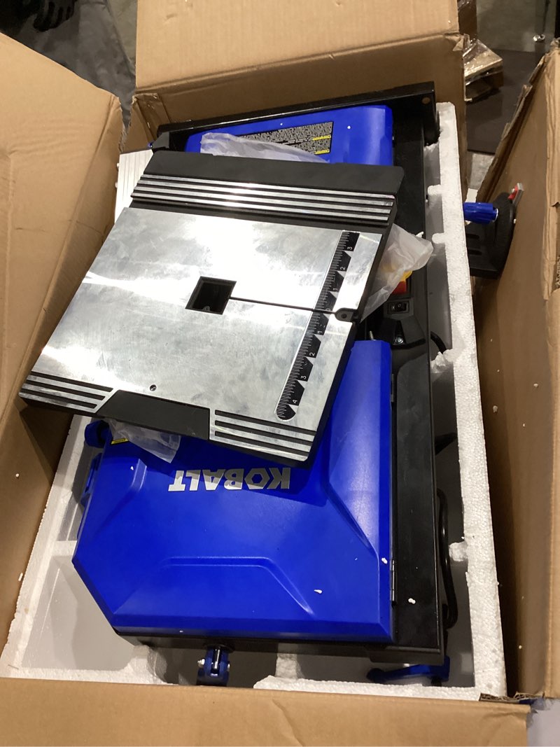 Condition photo showing As Is for kobalt 9-in stationary band saw 3 -amp
