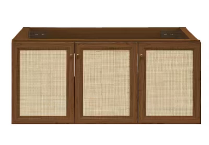 Classe 48 in. Wall-Mounted Bath Vanity Cabinet Without Top in Brown Oak