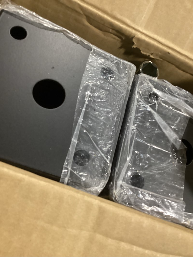 Condition photo showing New/Like New for (4 pcs) ladech 4x4 post anchor base with bottom drainage hole, concealed bolts, black powder coated brackets for fence posts, pergola, mailbox post, come with wood screws and concrete anchors 4 4x4