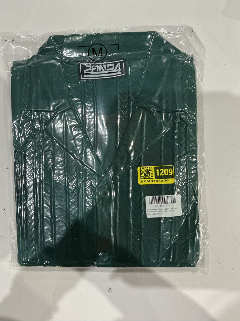 Condition photo showing Good Condition for alex vando mens knit dress shirts camp collar jacquard short sleeve shirt for men green (medium)