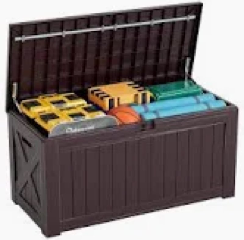 furmax 120 gallons water resistant plastic lockable deck storage box