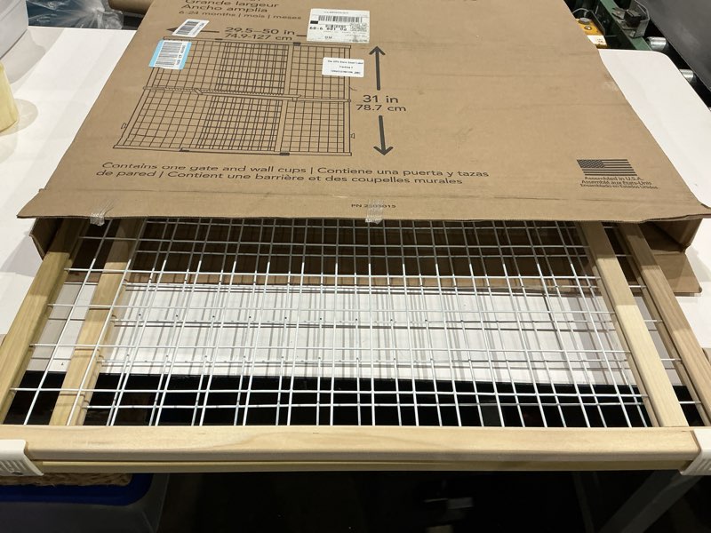 Condition photo showing Good Condition for toddleroo by north states - extra-wide wire mesh wooden baby gate: pressure mounted baby gate for doorways - adjustable 29.5 to 50 inches wide - 31 inches tall