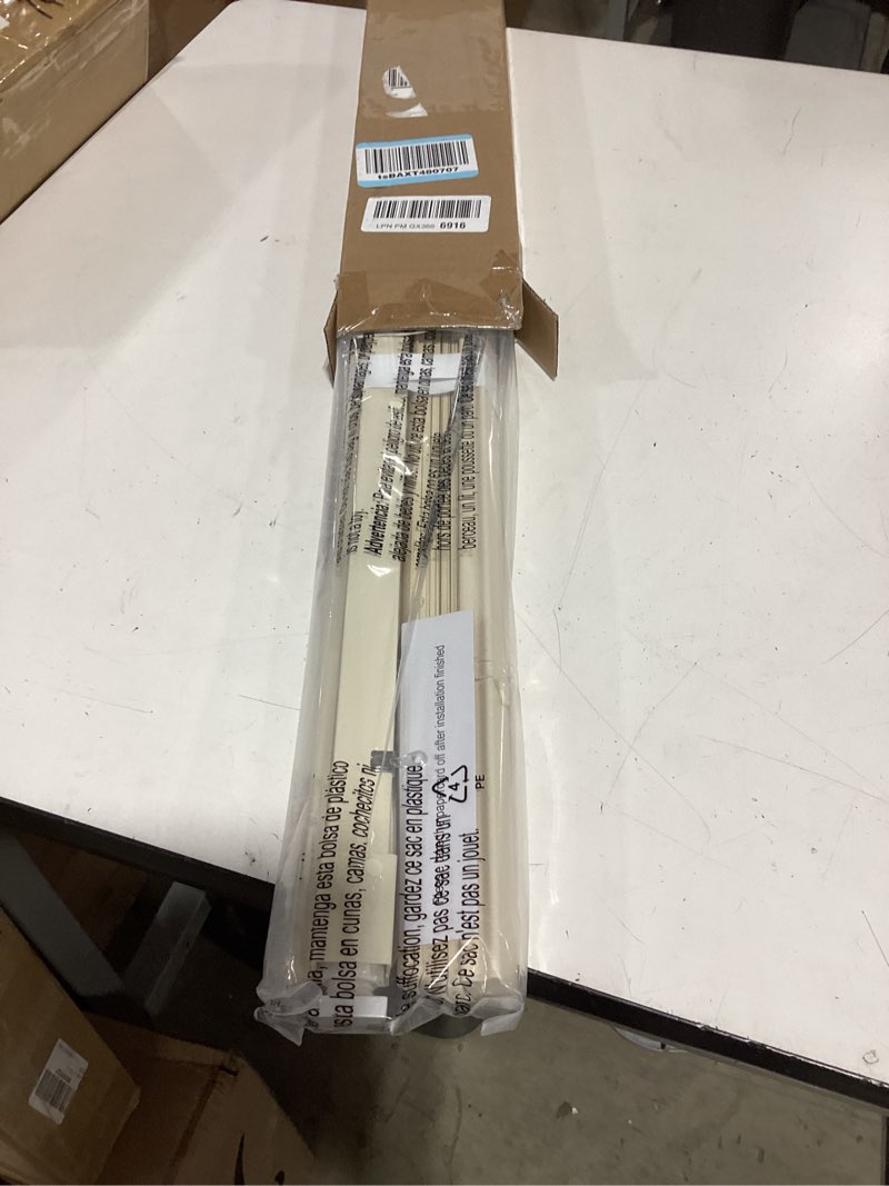 Condition photo showing As Is for lazblinds no tools no drill 1" vinyl mini blinds, cordless blinds for windows, light filtering horizontal window blinds & shades, 24" w x 48" h, cream