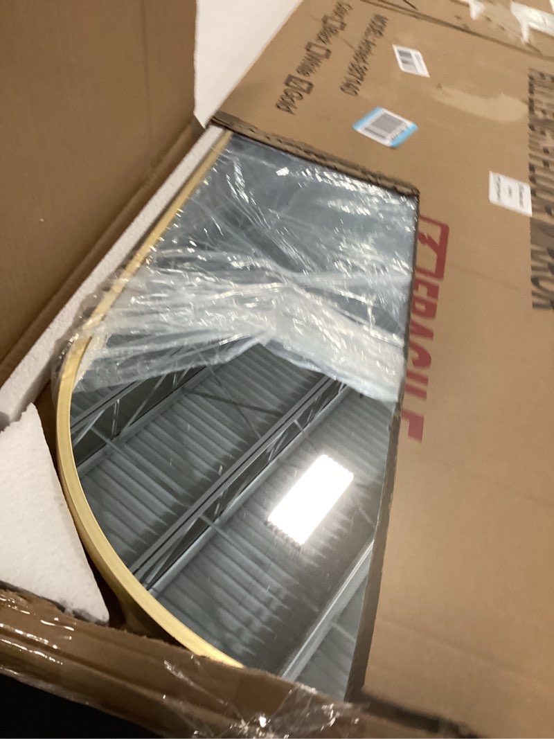 Condition photo showing Good Condition for Arched Full Length Mirror, 56"x15" Standing Body Mirror for Wall, with Aluminum Alloy Frame for Bedroom, Living Room, Dressing Room(Gold) Gold 56"L x 15"W