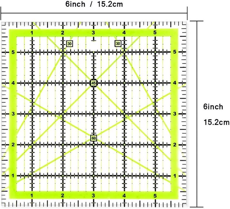 UOOU Quilting Ruler (6"X6") 1 Pack, Square Quilting Rulers Fabric Cutting Ruler Acrylic Quilters Rul