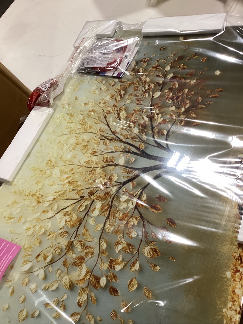 Condition photo showing New/Like New for evgosm tempered glass backsplash for kitchen? stove splashback, tree of life glass backsplash, used 