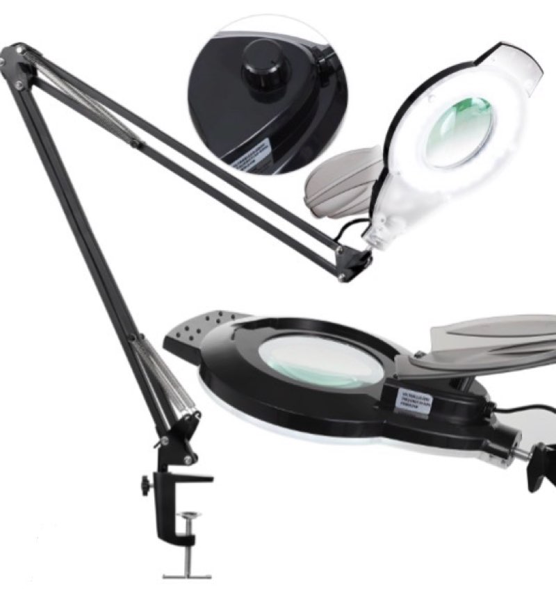 NUEYiO 10X Magnifying Glass with Light and Stand, 2200 Lumens Dimmable Magnifying Floor Lamp, 2-in-1