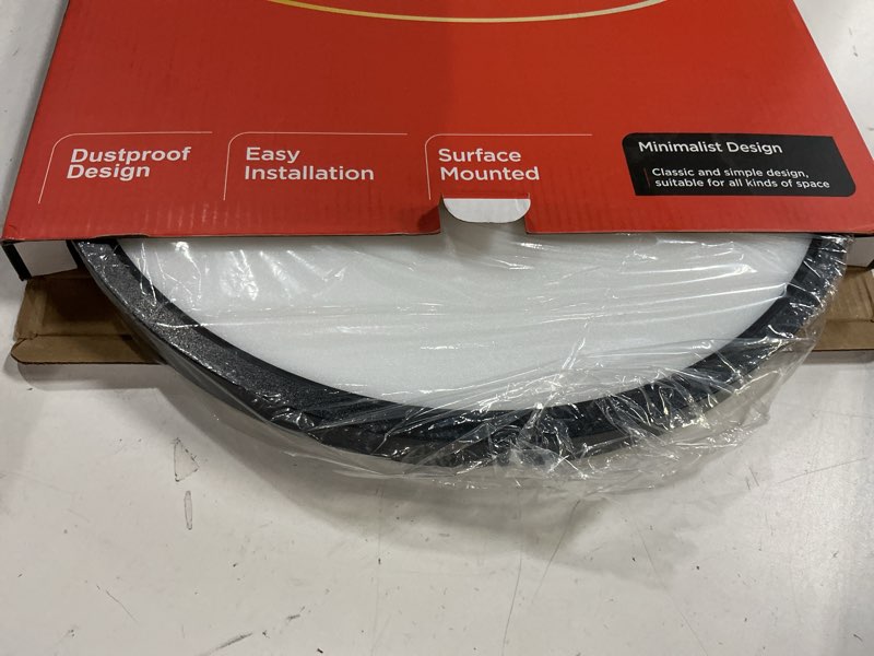 Condition photo showing New/Like New for taloya led ceiling light office black,5 color temperatures,15.8 inch thin flat modern flush mount led light fixture for living room,24w round black(5cct) 15.8inch-1 pack