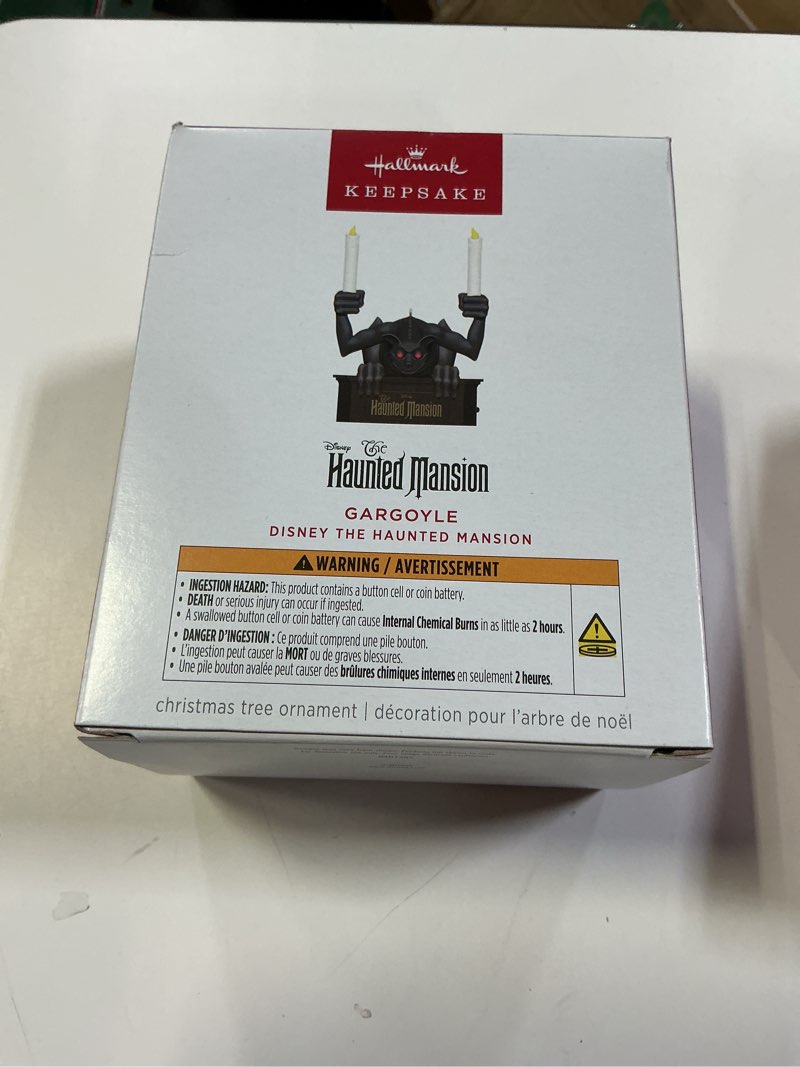 Condition photo showing New/Like New for hallmark keepsake disney christmas ornament, the haunted mansion gargoyle with light, gifts for disn