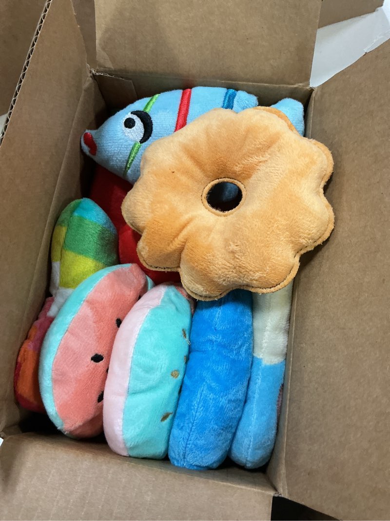 Condition photo showing Good Condition for Cheerful 20-Pack Squeaky Dog Toys Set - Included 4 Dog Bags, Plush Puppy Toys with Irresistibly Cute Characters for Small Dogs, Interactive Dog Squeak Toys for Fun&Teeth Cleaning Charming Squeaky Dog Toys