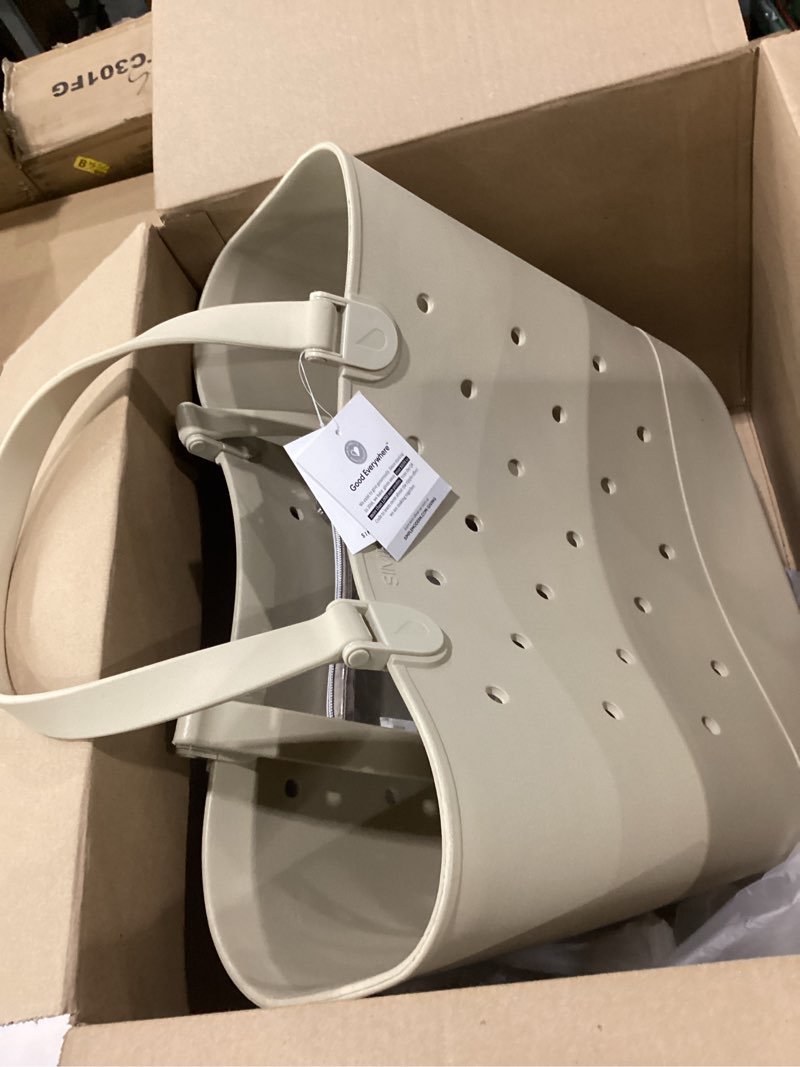 Condition photo showing Good Condition for Simple Modern Medium Beach Bag | Waterproof Getaway Rubber Tote with Zipper Pocket for Travel, Pool, Boat, Groceries, Sports | Almond Birch Medium -Almond Birch