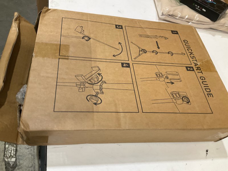 Condition photo showing Good Condition for gleam sheet music stand - full metal with carrying bag, phone holder, sheet music folder and clip, 5 in 1 desktop book stand - black