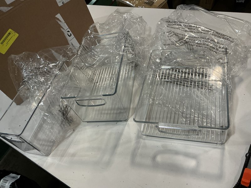Condition photo showing Good Condition for (similar)criusia 6 pcs large size clear drawer organizer set, acrylic non slip non cracking kitchen drawer storage tray divider, multifunctional storage for cosmetics, bathroom, tools, kitchen and office 6 pack