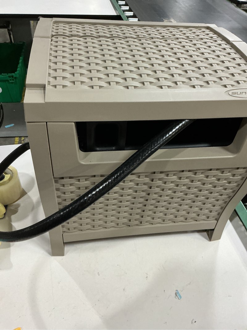 Condition photo showing Good Condition for suncast slide trak hideaway plastic 175-ft container hose reel