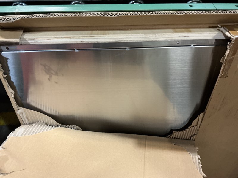 Condition photo showing New/Like New for wilprep range backsplash, 24"x30" stainless steel backsplash with storage shelf & magnetic knife rack, range hood stainless steel backsplash for stove, range hood wall shield with pre-drilled holes… 24" x 30"