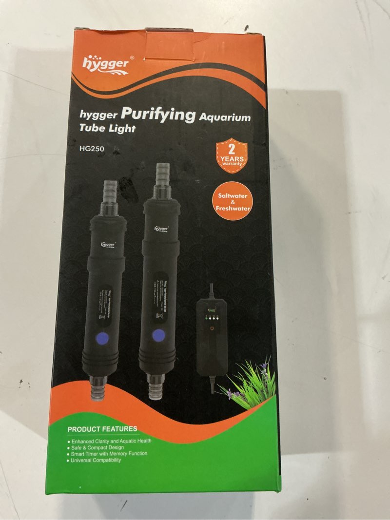 Condition photo showing New/Like New for hygger aquarium u-v light with timer, 360° protective shield clean light for green water clean, amphibian aquarium lamp bulb for freshwater saltwater fish tank and aquarium (9w, 60-100 gallon)