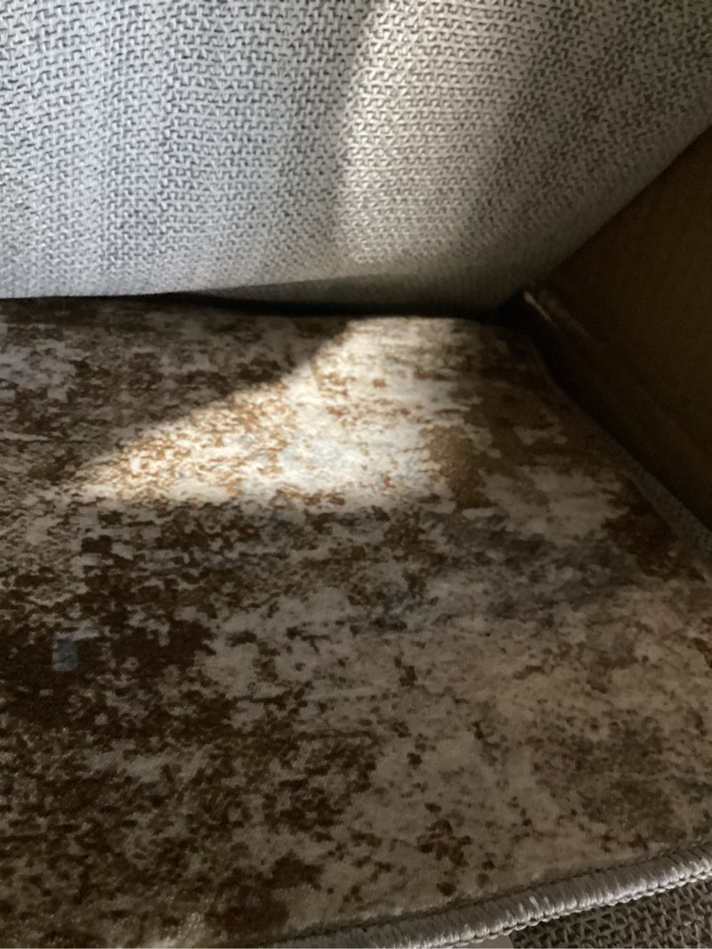 Condition photo showing Good Condition for 7x10 area rug living room: washable large abstract modern soft rugs stain resistant indoor floor non slip accent carpet for bedroom nursery playroom office dining room dorm home house- tan blue tan 7' x 10' (rectangular)