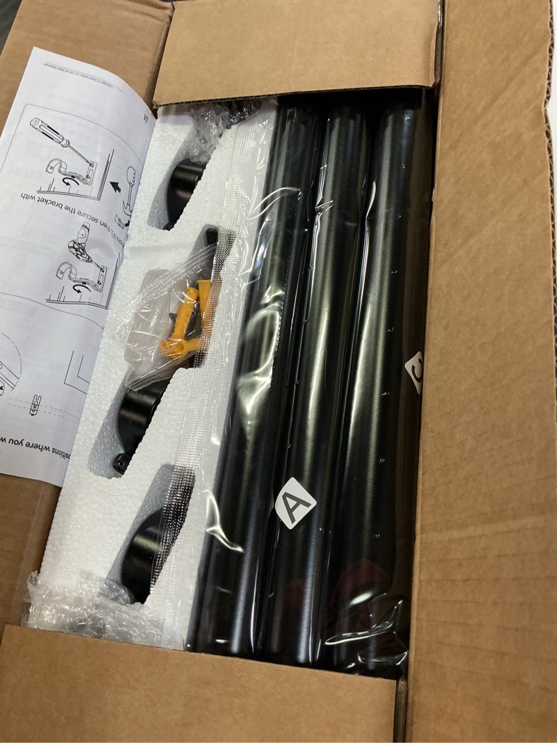 Condition photo showing New/Like New for yafex curtain rods 32-144 inch, heavy duty 1 inch adjustable curtain rod for windows, black extra long window treatment rods, modern design, easy installation