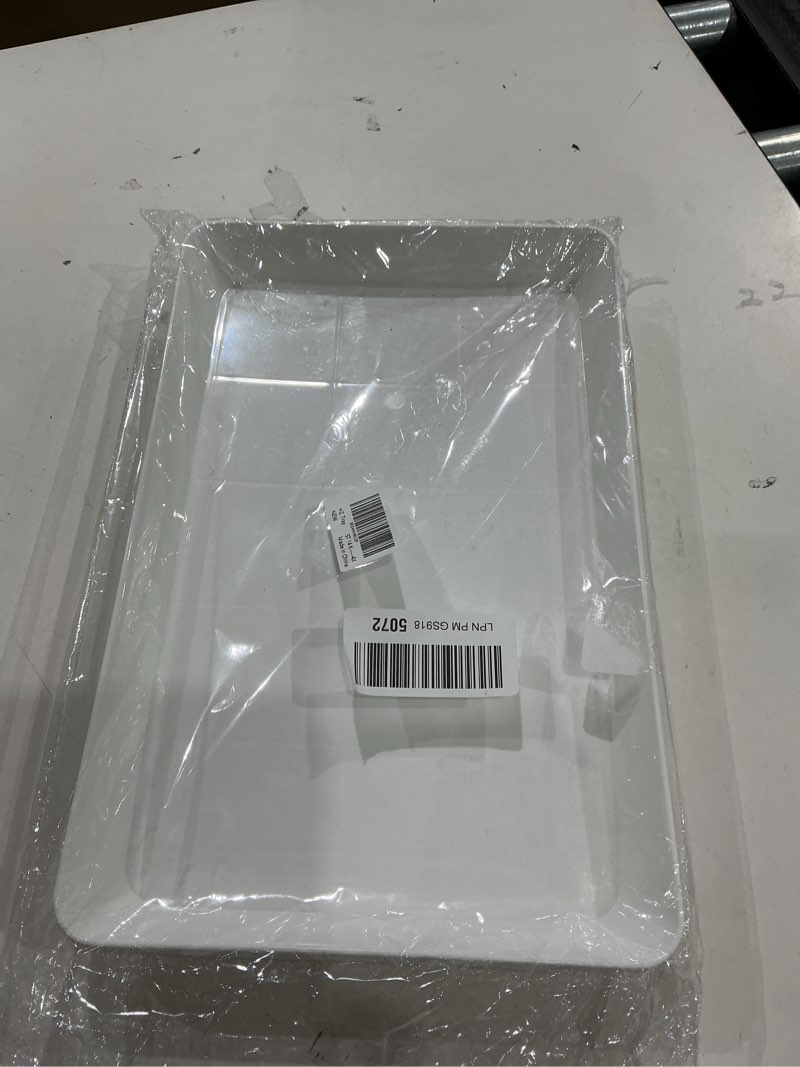 Condition photo showing Good Condition for serving tray platter, 4 pack food tray for veggie fruit snack dessert cookie cheese, food trays for party supplies display, plastic platters for serving food, large white trays, bpa free 14.5'' x 9.5'' (4 pack) white