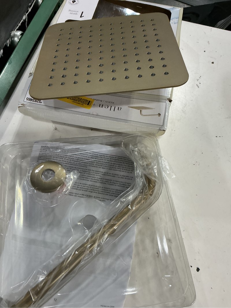 Condition photo showing Good Condition for allen + roth reign  brushed gold 10-in square fixed rain shower head 1.8 gpm