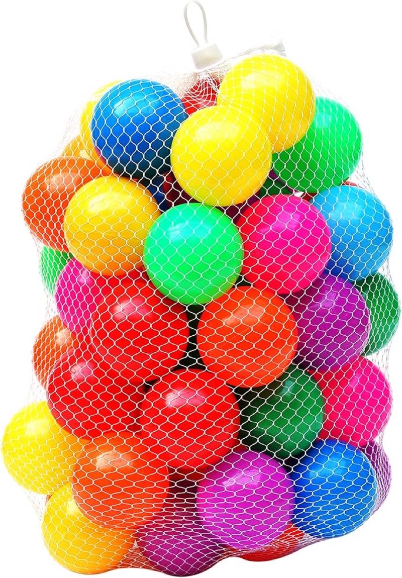 Soft Kids Plastic Balls - Pack of 50 Phthalate Free BPA Free Crush Proof Mini Plastic Toy Balls with Reusable Storage PVC Bag with Zipper - for Baby Toddler Ball Pit, Play Tents, Tunnels