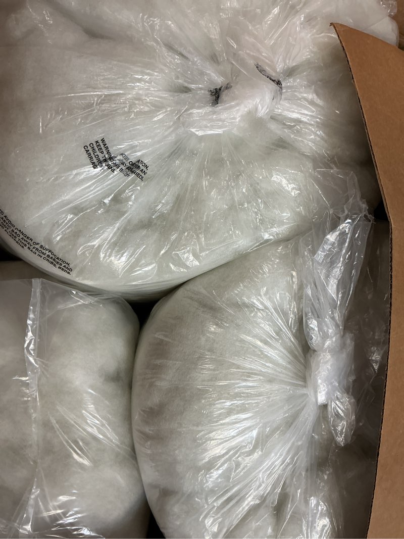 Condition photo showing As Is for fairfield the original poly-fil, premium polyester fiber fill, soft pillow filler, stuffing for stuffed animals, toys, cloud decorations, and more, machine-washable, 25-pound box