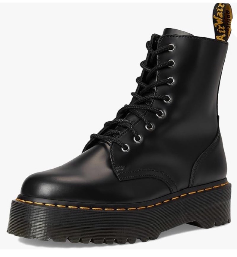 Dr. Martens Women's Jadon Boot,Black Polished Smooth Size US-6 Men’s 