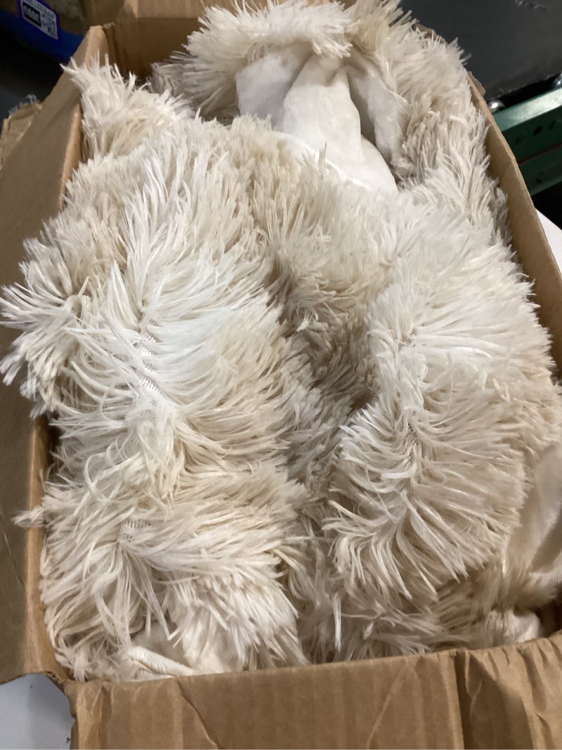 Condition photo showing As Is for liferevo luxury fluffy faux fur duvet cover  tie dye plush fuzzy duvet cover set(1 print shaggy comforter cover bedding set, zipper closure(queen, light beige) queen tie dye light beige