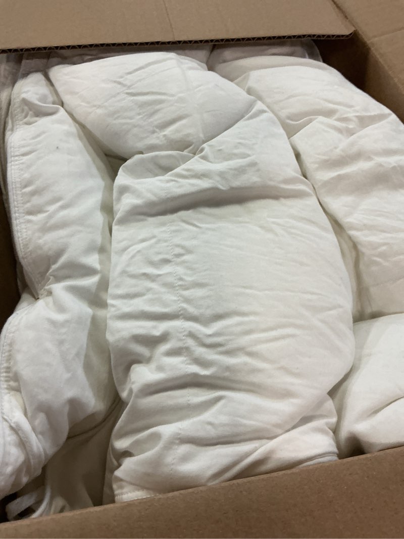 Condition photo showing As Is for lightweight premium down alternative comforter, full/queen, white