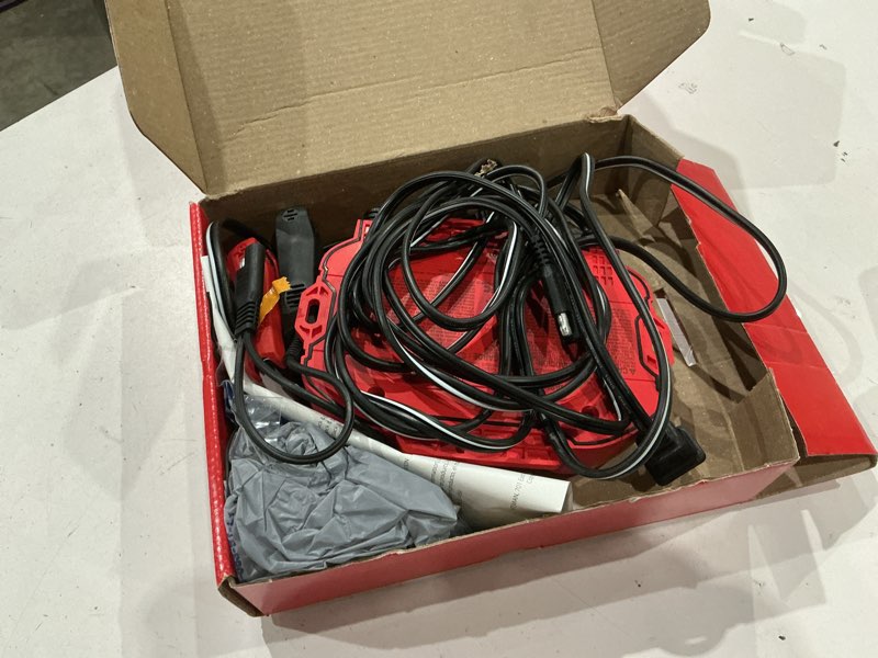 Condition photo showing As Is for craftsman 3-in-1 fully automatic automotive battery charger, maintainer, and desulfator, cmxcesm259, 1.5 amps, 6 volt & 12 volt, for power sport, motorcycle, car, and boat batteries