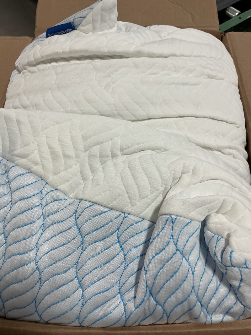 Condition photo showing As Is for Cooling King Size Pillows, Pillow King Size Set of 2 Shredded Memory Foam, Cool Cold for Sleeping with Zipper, Adjustable Firmness to Hot, Side, Back and Stomach Sleepers, 2 Pack, 20x36 Cooling Blue Cover King (Pack of 2)