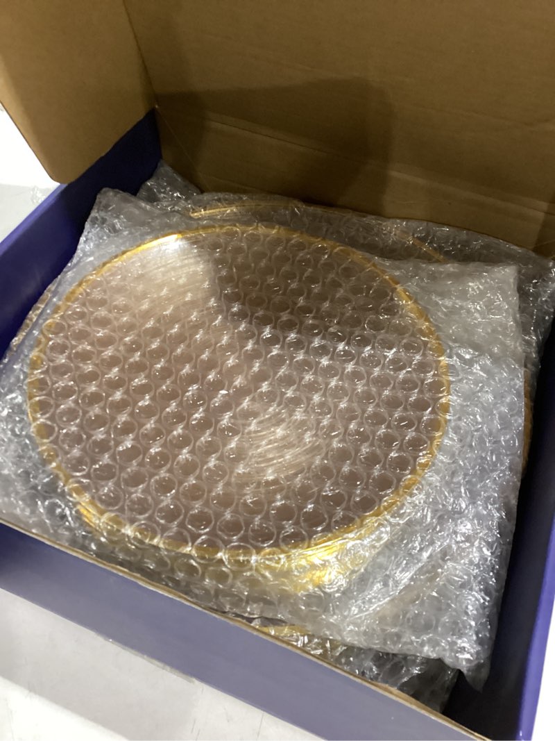 Condition photo showing Good Condition for N9R 60 PCS Mocha Mousse Plastic Plates with Gold Rim, Elegant Disposable Plates, Circular Ribbed Design, 30 Dinner & 30 Dessert Plate for Parties, Weddings, Banquets and Events
