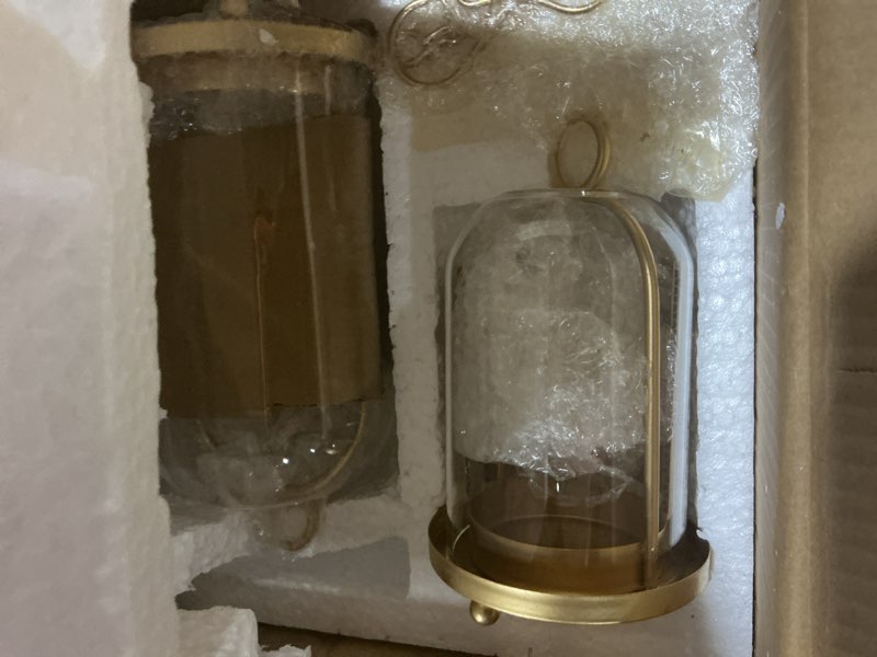 Condition photo showing Good Condition for gold tall floor vase - set of 3 brass large metal decorative vases 3 gold