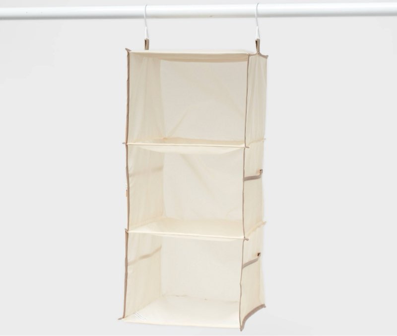 3 Shelf Hanging Closet Organizer with Side Pockets Tan - Brightroom™( Size 26 in H x 12 in W x 12 in D 