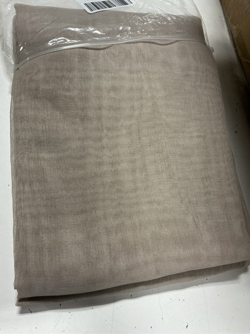 Condition photo showing Good Condition for dreaming casa rod pocket solid sheer curtains, taupe, 72" w x 84" l | 2 panels see through curtain sheers 84 inches long, light filtering voile window treatment draperies for bedroom living room